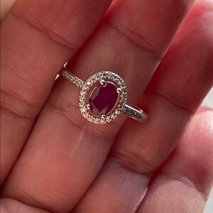 NWT Natural Mozambique Ruby with CZ Accents in 925 Silver Size 9